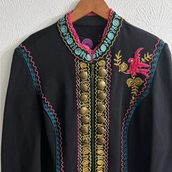 Double D Ranch Womens Embroidered Black Jacket Festival Full Zip